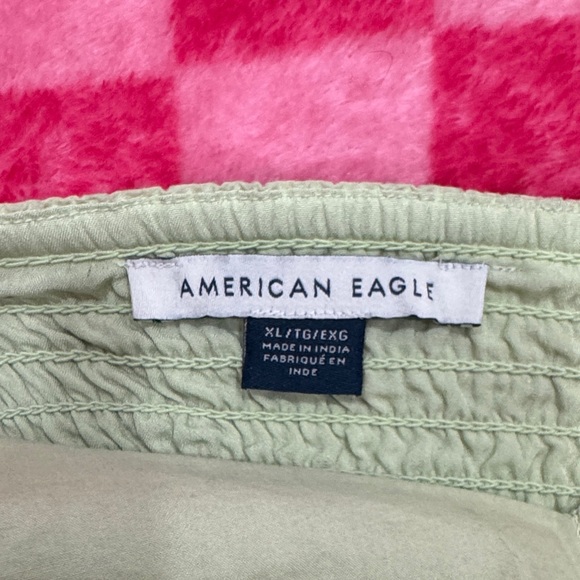 American Eagle Light Sage Babydoll Puff Top - Picture 2 of 4